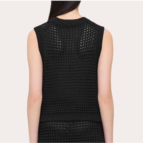 Theory Mayleen Open Stitch Mock Neck Sweater Vest Size Small Black - Picture 4 of 12